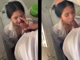 Đưa cô bạn vô nhà wc bú mút cho đỡ nứng