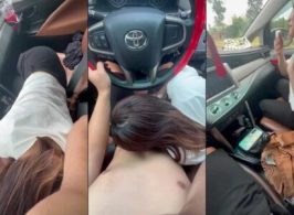 Đang lái xe thì em kéo quần ra bú mút