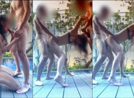 Cho bạn thân chơi em sgbb chân dài bên bể bơi